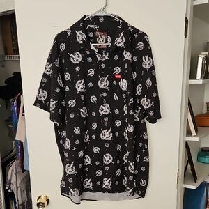 Levi's Black Short-Sleeve Button-Down with White All-Over Print